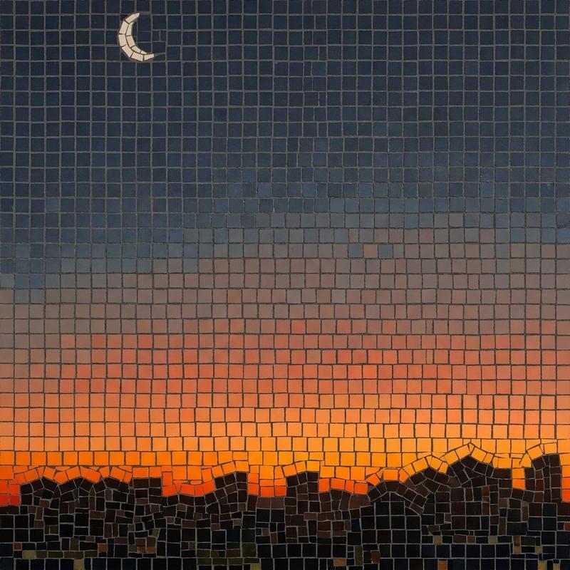 Twilight City Skyline Mosaic Art