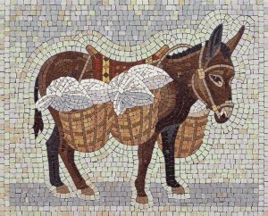 Mosaic Art: Hardworking Donkey with Baskets