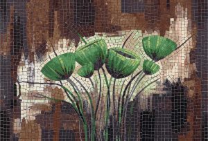 Green Botanical Mosaic Art – Nature’s Serenity