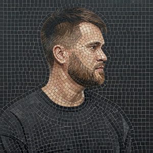 Мозаичный портрет мужчины с бородой