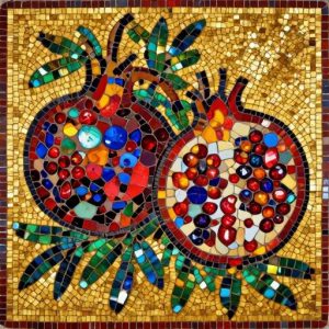 Byzantine Mosaic Pomegranates – Custom Still Life Art