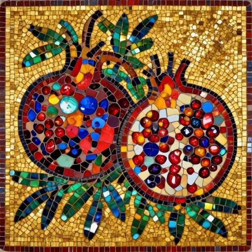 Byzantine Mosaic Pomegranates - Custom Still Life Art