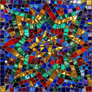 Vibrant Geometric Star Mosaic Art – Custom Size