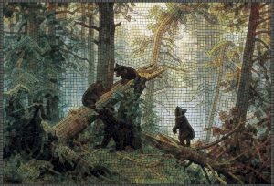 Мозаика «Медвежья семья в лесу»