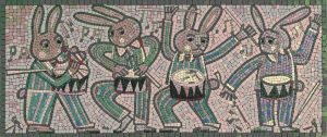 Musical Rabbits Mosaic Art – Whimsical Animal Band