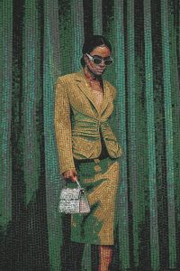 Мозаика «Стильная женщина в желтом костюме»