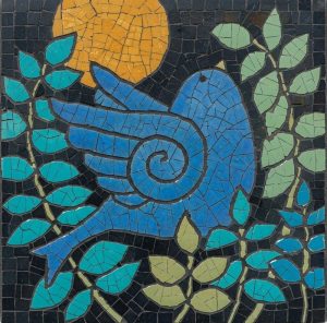 Мозаика «Синяя птица со спиралью»