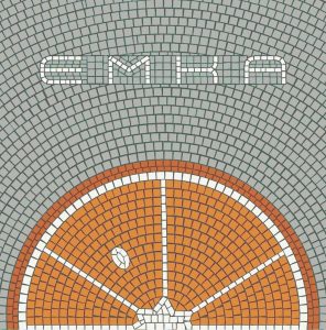 Абстрактная мозаика EMKA с оранжевым полукругом