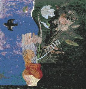 Мозаика «Гармония Природы» — Ваза с цветами и птица