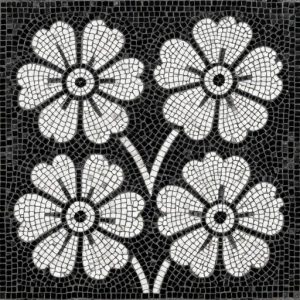 Мозаика «Белые одуванчики» в стиле Opus Tessellatum