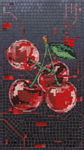Vibrant Red Cherries Mosaic Art