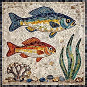 Мозаика «Тропические рыбки» в стиле Opus Tessellatum
