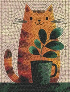 Мозаика «Рыжий кот и растение» — MELTI