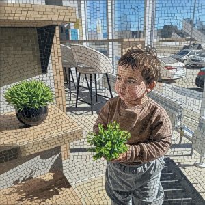 Boy with Plant Mosaic Art