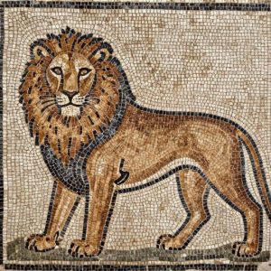 Мозаичный портрет льва Opus Tessellatum, 20×20 см