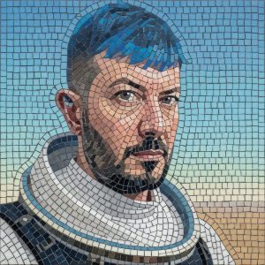 Futuristic Man Mosaic Portrait – 100×100 cm