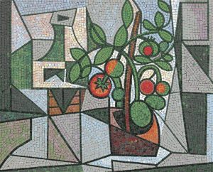 Мозаика «Растение в горшке» в стиле кубизма – 60×48 см