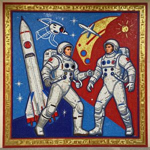 Советская монументальная мозаика космической темы, 100×100 см