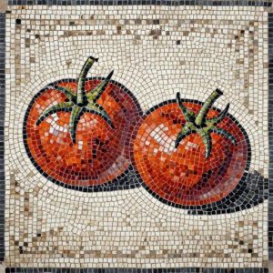 Мозаика «Две помидорки черри» в стиле Opus Tessellatum