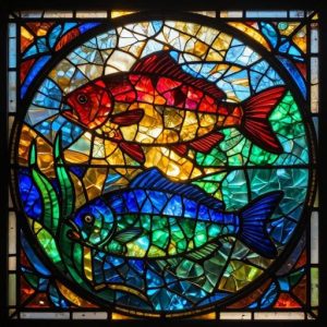 Витражная мозаика: Рыбы под водой