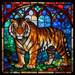 Витражная мозаика «Уссурийский тигр» — Ручная работа