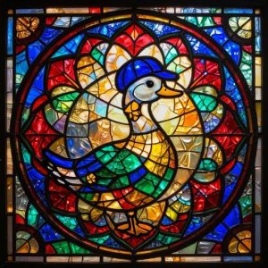 Витражная мозаика «Гусь в бейсболке»