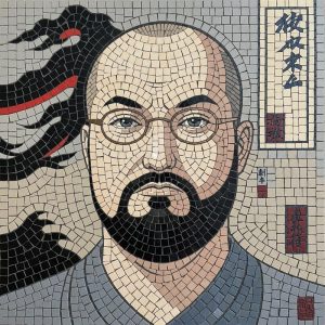 Мозаичный портрет мужчины в очках с бородой