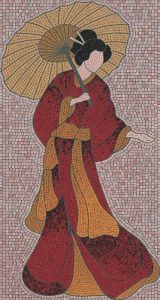 Japanese Geisha with Parasol Mosaic Art