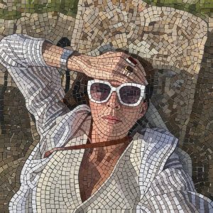 Modern Mosaic Portrait with White Sunglasses