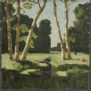 Serene Forest Mosaic Art – 100×100 cm