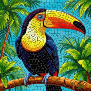 Яркий Тукан в Мозаике – Живописное Искусство