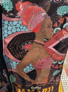 African Woman Coffee Mosaic Art – 25×33 cm