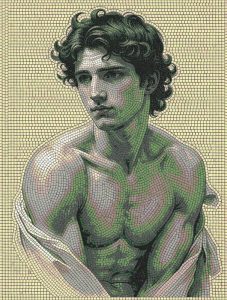 Мозаичный портрет молодого человека в классическом стиле