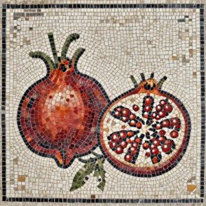 Fig and Pomegranate Mosaic Art – Opus Tessellatum