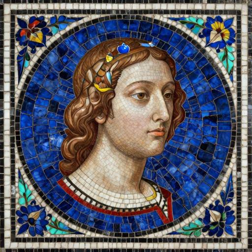 Florentine Mosaic Portrait of a Woman in Blue