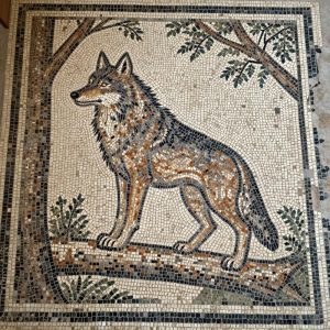 Волк в лесу: Мозаика Opus Tessellatum