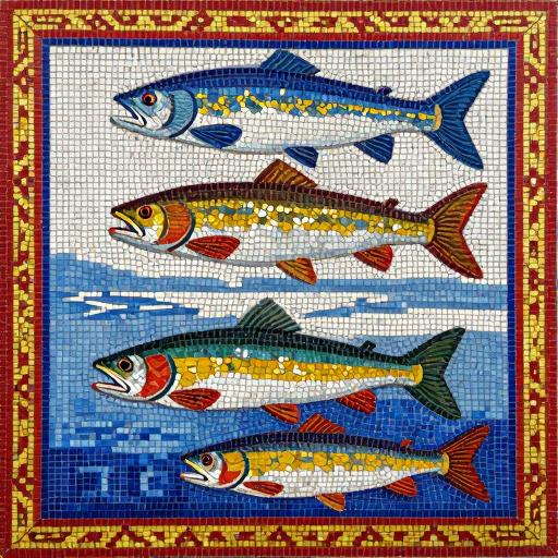 Northern Rivers and White Sea Fish Mosaic Art