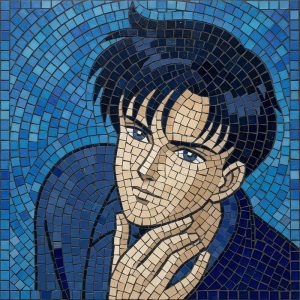 Pensive Young Man Mosaic Art – 100×100 cm