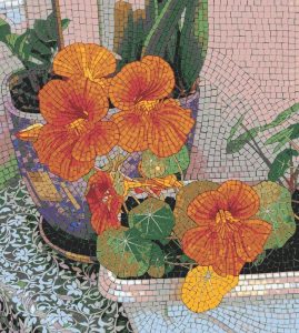 Orange Nasturtiums Mosaic Art – Vibrant Floral Still Life