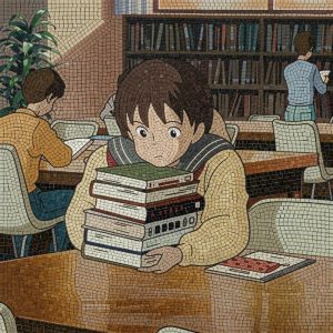 Мозаика «Мальчик в библиотеке»