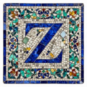 Флорентийская мозаика с инициалами Ф З — Придверный коврик