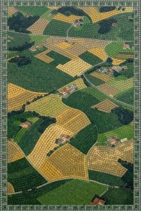 Стильный мозаичный пейзаж деревни