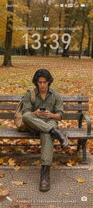 Современный человек в осеннем парке — Мозаика