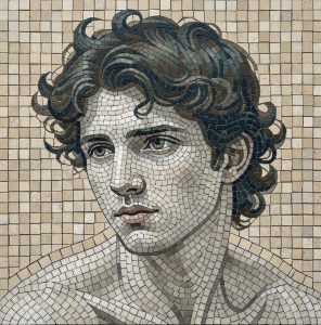 Мозаичный портрет молодого человека в классическом стиле