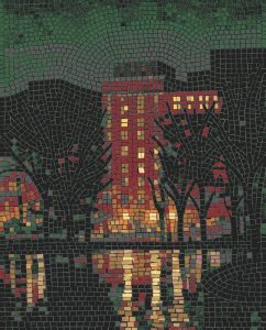 Nocturnal City Lights Mosaic Art