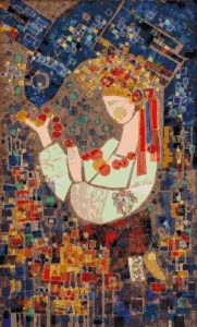 Elegant Woman Mosaic Art – 60×100 cm