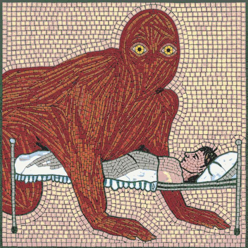 Nightmare Mosaic Art - Surreal Red Creature
