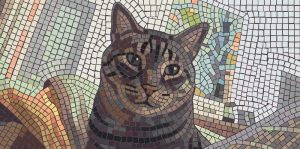 Mosaic Tabby Cat Portrait – 60×30 cm