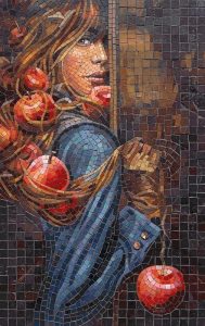 Surreal Woman with Red Apples Mosaic Art