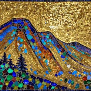 Восход над горами в бисерной мозаике